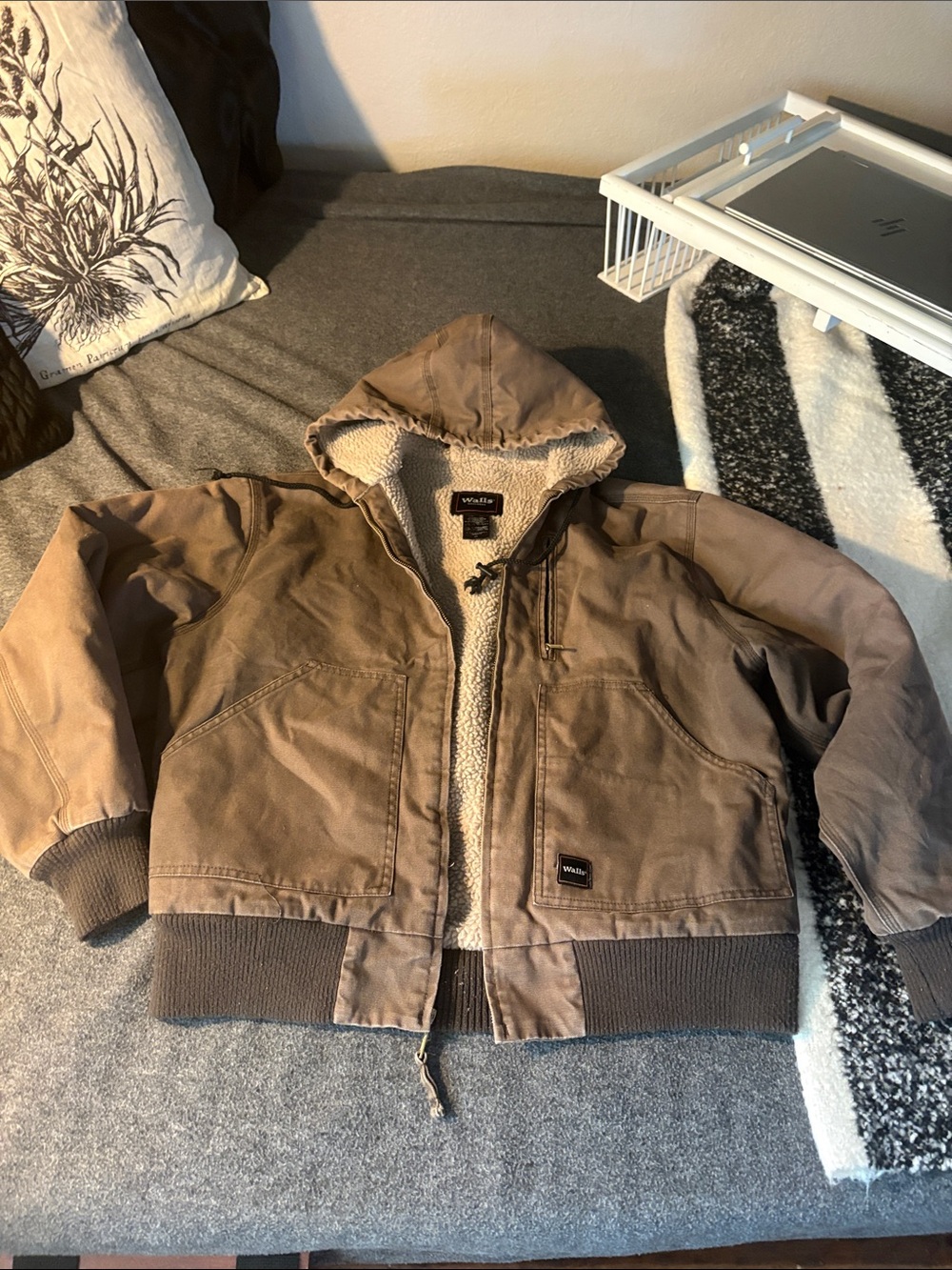Walls Brown Sherpa-Lined Hooded Field Jacket